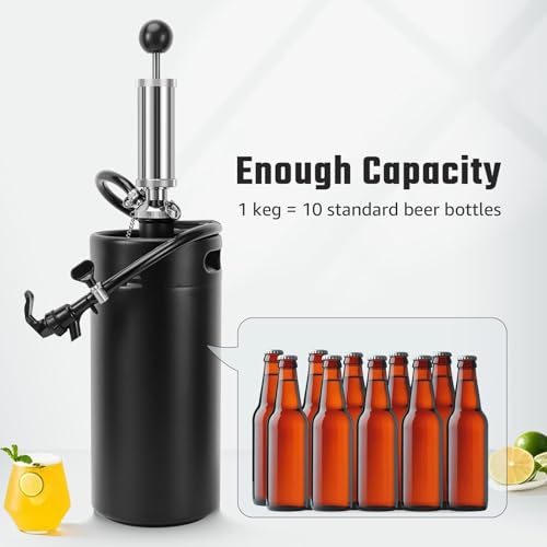 128oz Mini Keg Growler Tap System, 3.6L Mini Keg Pump Beer Tap Draft Beer Dispenser System Growler Beer Keg Party Hand Pump for Homebrew Craft Beer, Camping, Picnics