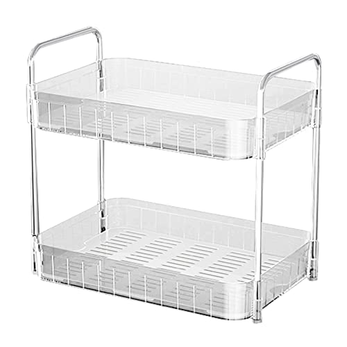Fdit Cup Drying Rack Cup Station Organizer with Transparent Design and Drain Tray for Kitchen Countertop Bottle Mug Storage (Double Layer White) - color: Double Layer White