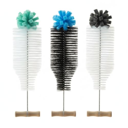 Narrow Neck Bottle Cleaner, Long Handle Stainless Steel Sponge Brush for Slim Containers and Tubes, Green