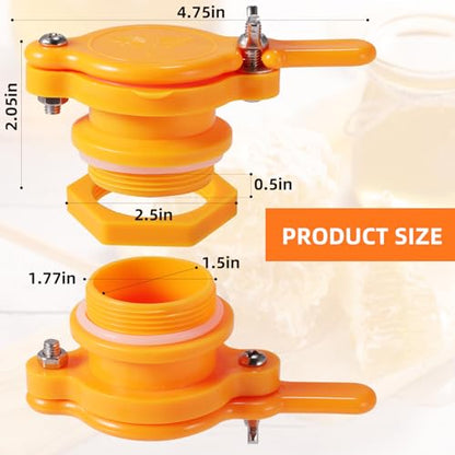 2Pcs Honey Gate Valve for 5 Gallon Bucket, Bee Honey Extractor Tap, Nylon Honey Bucket Gate for Honey Equipment Beekeeping Supplies