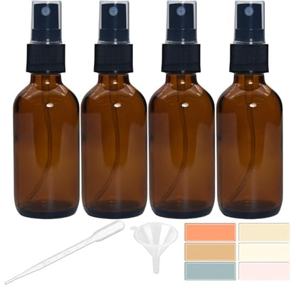 Zkupanx 4 PACK 2 oz Amber Small Glass Spray Bottles, Empty Spray Bottle for Hair, Plants, Perfume - Fine Mist, 2oz Mini Spray Bottle - color: Amber