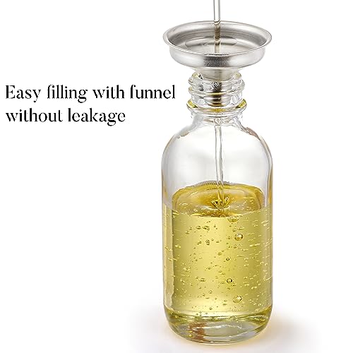 AOZITA Set of 4, 2 oz Golden Cap Clear Dropper Bottles (60ml) with 1 Funnel & 4 Labels - Glass Tincture Bottles for Essential Oils with Eye Droppers - Leak Proof Travel Bottles for Liquids - color: Clear