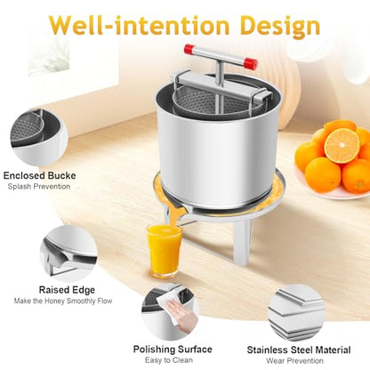 Bee Honey Press Machine, Manual Grape Fruit Juice Press Extractor, Honey Extractor Manual, Extractor Beeswax Presser, Fruit Juice Press extractor Wine Making Equipment for Self in Home