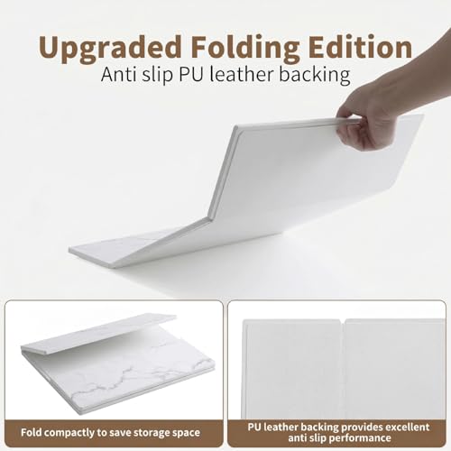 Stone Drying Mat for Kitchen Counter,Foldable (White (3-fold), 24" × 16") | Large Quick-Dry Diatomaceous Earth Dish Drying Mat with PU Non-Slip Base,for Bottles Cups Dishes - color: White (3-fold)