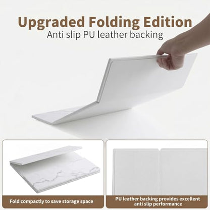 Stone Drying Mat for Kitchen Counter,Foldable (White (3-fold), 24" × 16") | Large Quick-Dry Diatomaceous Earth Dish Drying Mat with PU Non-Slip Base,for Bottles Cups Dishes - color: White (3-fold)