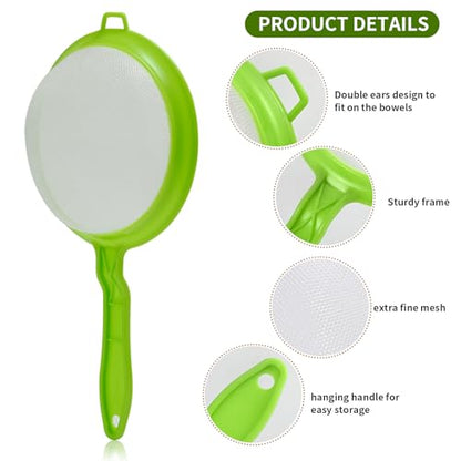 Luckyiren Kefir Strainer Set, 2-Size Plastic Non-Metal Sieve with Fine Mesh for Kefir Grains, Milk Kefir, Water Kefir & Kombucha - Durable, Food Grade & Easy Clean, Green - color: Green