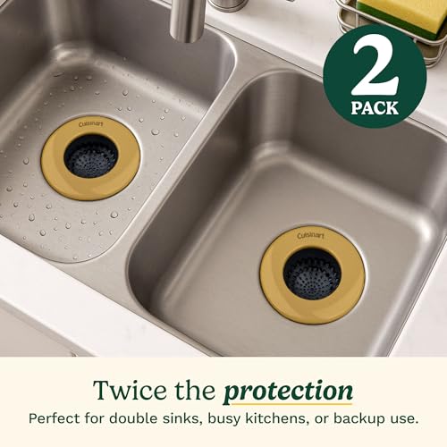 Cuisinart Sink Strainers- 2 Pack Kitchen Sink Drain Strainer & Food Catcher with Enamel-Coated Stainless Steel Rim and Silicone Base, Fits Standard 3.5" Drains, Outer Diameter 4.35", Scratch-Safe - color: Gold