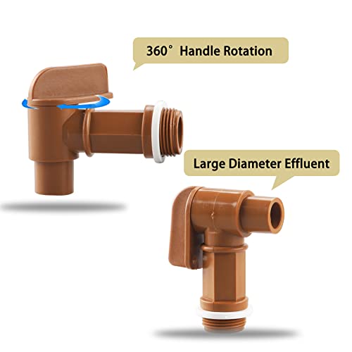 8Pcs 3/4” Male Barrel Faucet for 5 Gallon Water Jugs Plastic Drum Faucet Spigot Replacement Water Spigot by MUGLIO (Brown) - size: 8 Pack