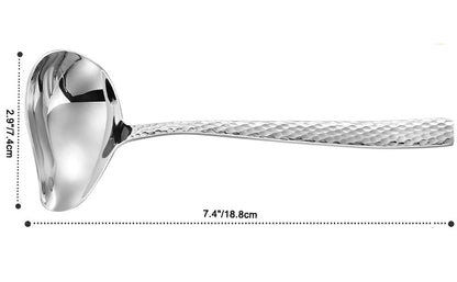 KEAWELL Louis Hammered 18/10 Stainless Steel Sauce Ladle With Pouring Spout, Great small sauce spoon for gravies and dressings, 7.4 Inch, Dishwasher Safe (1)