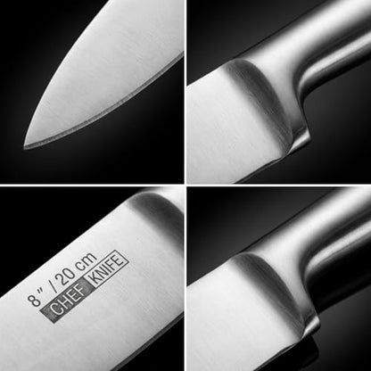 KOFERY 5-Piece Seamless Stainless Steel Knife Set (No Block Included) | Heavy Duty One Piece Design, Full Metal Handle, Professional Kitchen Knives, for Culinary Students, Rv Use, Easy Cleaning
