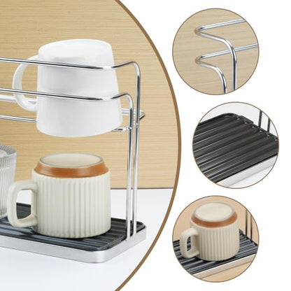 Bottle & Cup Drying Rack with Drain Tray (Stainless Steel Silver) - color: Stainless Steel Silver