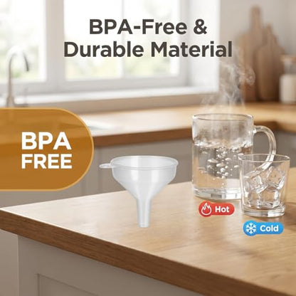 Small Funnels 5 Pack for Filling Small Bottles, Food Grade Plastic Funnel for Water Bottles, Protein Powder, Liquids & Kitchen Use