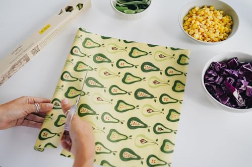 SUPERBEE Beeswax Wrap Roll XL, Reusable Beeswax Wraps for Food, Wrap Roll, Reusable for Wrapping Vegetables, Cheese Paper, Bowl Covers and Sandwich Wrapping Paper, Pears - 35x13" - color: Pears