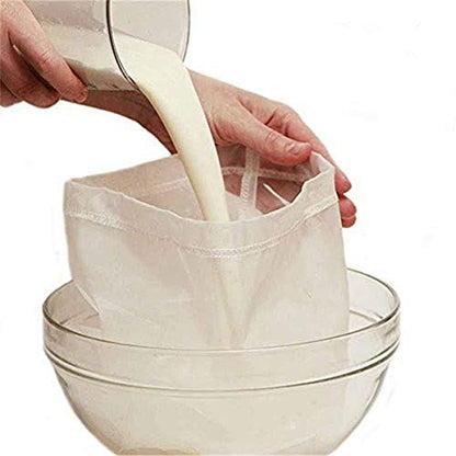 2 Pcs Pro Quality Nut Milk Bag - Big 10"X12" Commercial Grade - Reusable Almond Milk Bag & All Purpose Food Strainer - Fine Mesh Nylon Cheesecloth & Cold Brew Coffee Filter