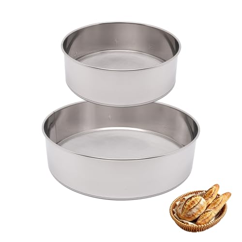 Flour Sifter for Baking 2 Pack, Round Flour Sifter Stainless Steel 6 Inch 60 Mesh and 8 Inch 60 Mesh Sieve Fine Meshs Flours Sieve Set for Baking Cake Bread Pastries - size: 6in & 8in 60 Mesh