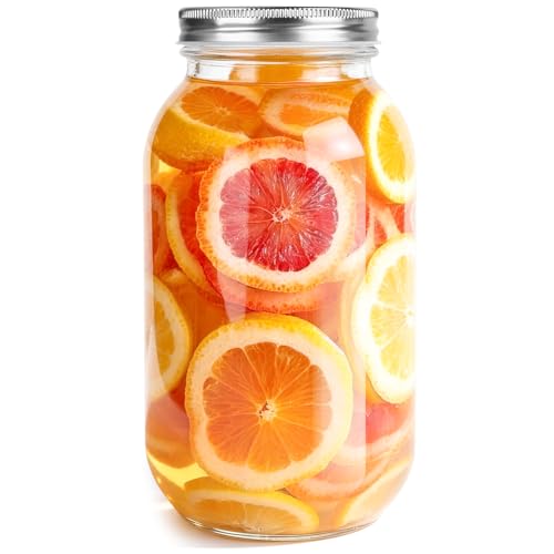 64oz Mason Jars with Lids, 1 Pack Wide Mouth Glass Canning Jars | for Food Storage, Overnight Oats, Dry Food, Snacks, Candies, DIY Projects, Food-safe Glass Jars, Feels Thick Seal&sturdy