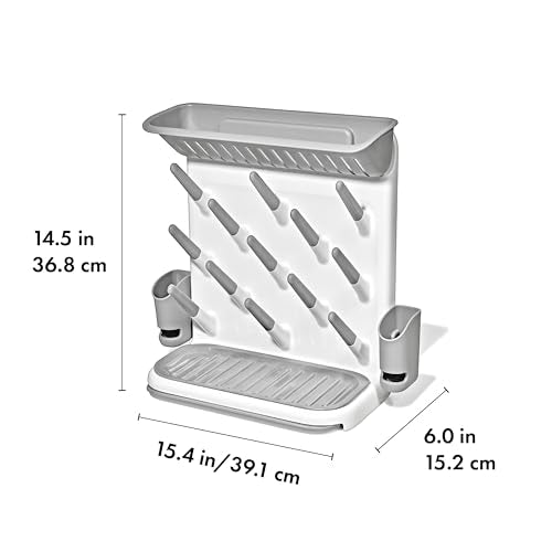 OXO Tot Expandable Drying Rack – Space-Saving Drying Rack | Newborn and Baby Essentials | Breastfeeding Essentials | Dry Baby Bottles | Save Space in Kitchen - size: Expandable