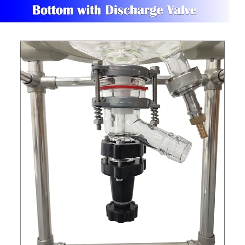 20L Double-Layer Glass Reactor Lab Jacketed Glass Reactor with Digital Display & Stepless Speed Regulation, Chemical Reaction Vessel for Chemical Reaction, Distillation and Synthesis