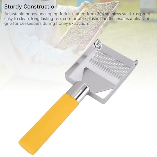 Tissting Adjustable Honey Uncapping Fork 8.27in Stainless Steel Beekeeping Tool, Beehive Honey Scraper with Plastic Handle for Efficient Honey Extraction Beekeeper Equipment