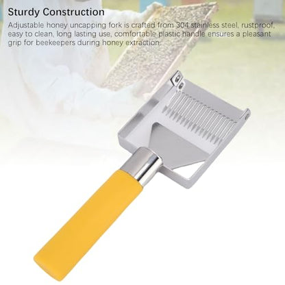 Tissting Adjustable Honey Uncapping Fork 8.27in Stainless Steel Beekeeping Tool, Beehive Honey Scraper with Plastic Handle for Efficient Honey Extraction Beekeeper Equipment