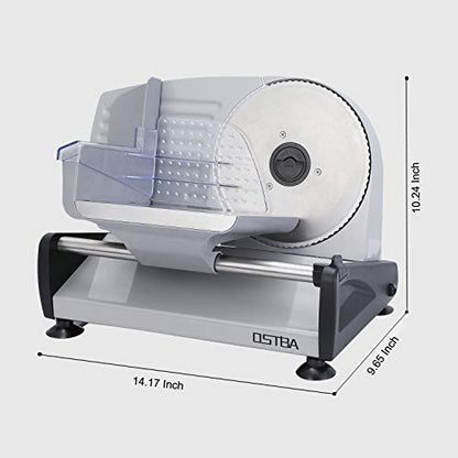 OSTBA Meat Slicer Electric Deli Food Slicer with Child Lock Protection, Removable 7.5’’ Stainless Steel Blade and Food Carriage, Adjustable Thickness Food Slicer Machine for Meat, Cheese, Bread(150W) - size: 7.5"x1 Blades-150 watts