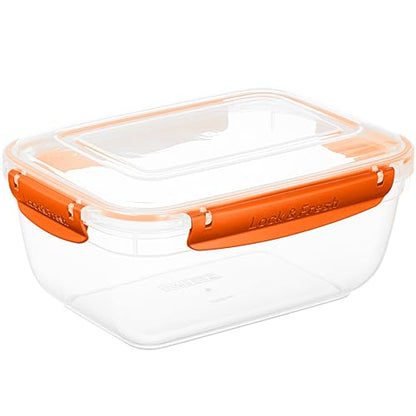 Superio Plastic Food Storage Container with Airtight Lid- 80 Oz, BPA Free, Leakproof, Stackable, Microwave, Dishwasher and Freezer Safe, Orange - color: Orange