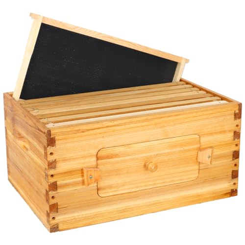 BeeCastle 8 Frame Deep Bee Hive Box, Langstroth Beehive Box Dipped in 100% Natural Beeswax, with Beehive Frames and Beeswaxed Foundations (Unassembled) - size: 1 Deep Box