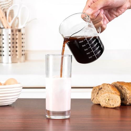 FrutPunch Glass Measuring Cup, Two-Pack (8OZ, 12OZ) with V-Shaped Mouth, Liquid Measuring Cups, Coffee Glass Measuring Cup with Handle, Suitable for Kitchen and Restaurant. - size: 8OZ/12OZ
