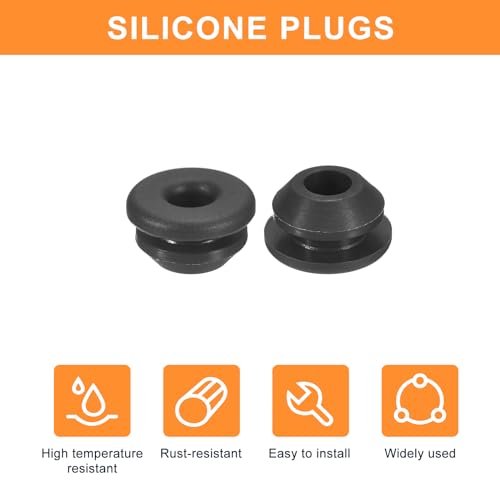 UXcell 25pcs Silicone Round Locking Snap-in Hole Stoppers for 6.5-7mm Metal Tube, Furniture End Caps, Black - size: 6.5-7mm