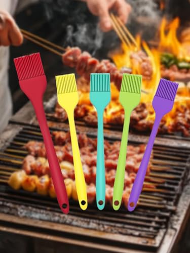 5 PCS Silicone Heat Resistant Marinading Meat Grill Basting Pastry Brush for Oil Butter Sauce Sausages Desserts Turkey Baster Grill Barbecue, Multicolor - color: Multicolor