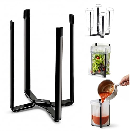 Performore Collapsible Bottle Drying Rack – Stainless Steel Kitchen Stand Holder for Bottles, Cups & Plastic Bags – Space-Saving Multi-Use 50-Pc Bag Organizer