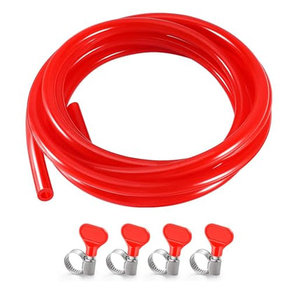 10 Ft Beer CO2 Gas Line CO2 Tubing - ID 5/16" Beer CO2 Dispensing Brewing Line with 4 PCS Hose Clamps Red PVC Tubing for Ball Lock，Gas Manifold，Keg Regulator - size: 10Ft Gas Line