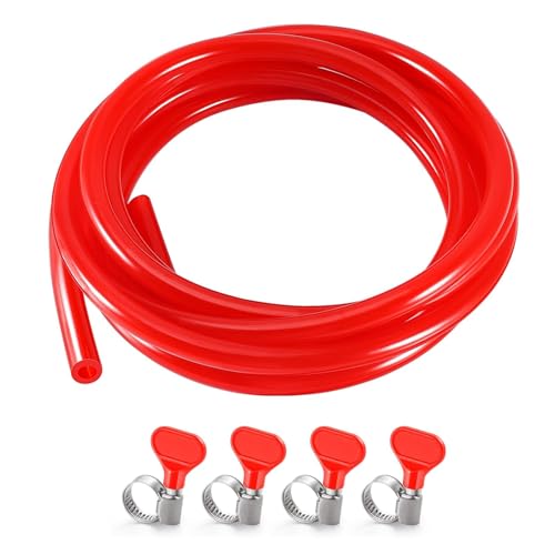 10 Ft Beer CO2 Gas Line CO2 Tubing - ID 5/16" Beer CO2 Dispensing Brewing Line with 4 PCS Hose Clamps Red PVC Tubing for Ball Lock，Gas Manifold，Keg Regulator - size: 10Ft Gas Line