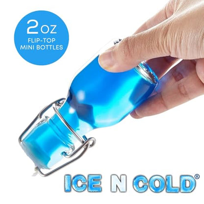 ICE N COLD Glass Swing Top Bottles | Flip Top Glass Bottles for Limoncello, Syrups, Oils, Vinegar, Extracts & Beverages | Airtight Reusable Glass Bottles (6-Pack, MINI (60ml | 2oz)) - color: 6-Pack, size: 2 Ounces