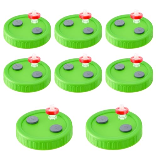 FOUR E'S SCIENTIFIC 8 Pcs Mason Jar Lids | With 8 PTFE 0.22μm Filters & 25 Rubber Stoppers, Fit 86mm Wide Mouth Mason Jars