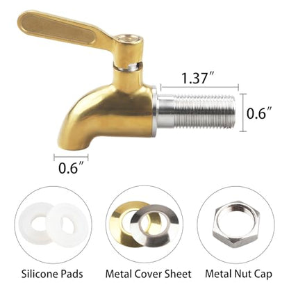 Beverage Dispenser Spigot Gold Stainless Steel Faucet for Water Dispenser Glass Jar Replacement Tap by MUGLIO - color: Gold