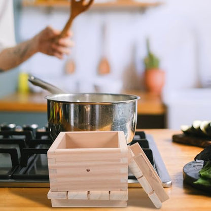 GANAZONO Wooden Homemade Tofu Press Mold Box for 2-3 Lbs Bean Curd Making, Kitchen Soybean Curd Presser Tool without Press Rod, DIY Tofu Maker for Home Cooking