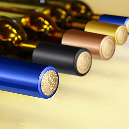 Blulu 200 Pcs Wine Sealer for Bottles PVC Heat Shrink Capsules Bottle Caps for Wine Making Cellars and Home Use (Black,Navy Blue,Gold,Rose Gold) - color: Black, Navy Blue, Gold, Rose Gold
