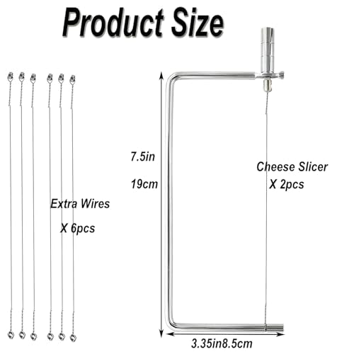 Cheese Slicer Accessories Kitchen Marble Board Cheese Cutter Stainless Steel Components Ideal Making Giftable Cheese Cutting Boards with The Cheese Slicer Kit(2CheesS slicer 6Extra Wires,7inch) - size: 7inch