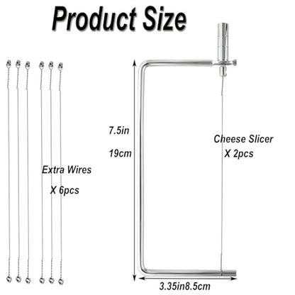 Cheese Slicer Accessories Kitchen Marble Board Cheese Cutter Stainless Steel Components Ideal Making Giftable Cheese Cutting Boards with The Cheese Slicer Kit(2CheesS slicer 6Extra Wires,7inch) - size: 7inch