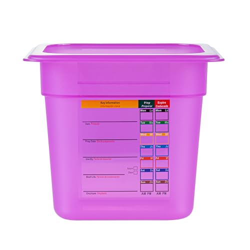 Restaurantware Food Storage Container 1 Pack of 2.3 qt Plastic Stackable Microwave-Safe Bin Dishwasher Safe Freezer Safe Purple Containers for Kitchen Storage - size: 1/6 Size