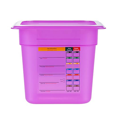 Restaurantware Food Storage Container 1 Pack of 2.3 qt Plastic Stackable Microwave-Safe Bin Dishwasher Safe Freezer Safe Purple Containers for Kitchen Storage - size: 1/6 Size