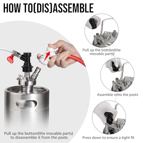 2 Pairs Keg Ball Lock Quick Disconnect Set Home Brewing Keg Parts Ball Lock Keg Fittings with Stainless 5/16'' for Hose 1/4'' Beer Barb Swivel Nuts Hose Clamp for Keg Post Coupler Black White - size: 2 Pairs