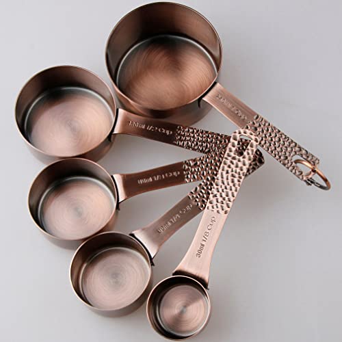 Copper Measuring Cups and Spoons Set 13, Stainless Steel Measuring Cups and Spoons Set for Baking and Kitchen, Metal Metric & US Measuring Set - color: Copper