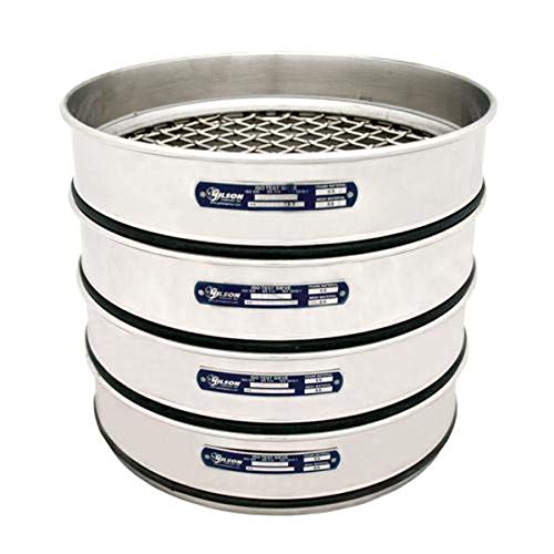 Gilson V300SH 560U Stainless Steel ISO Round Test Sieve, 560 um Opening Size, 300 mm Frame Diameter, Half Height