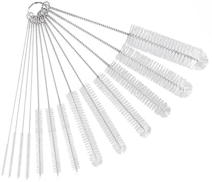 CiaraQ Bottle Cleaning Brushes, 8 Inch Nylon Tube Brush Set | White Cleaner for Narrow Neck Bottles Cups with Hook, Set of 13pcs, White - color: White, size: 8.0 Inch (13pcs)
