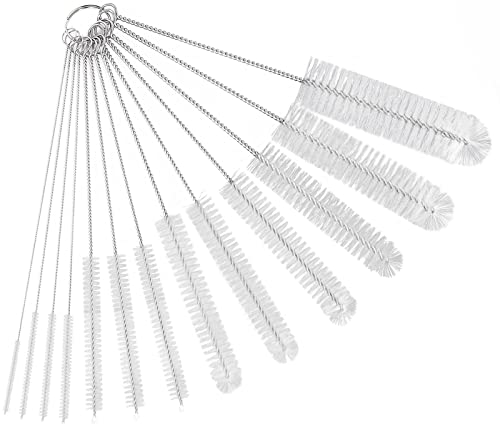 CiaraQ Bottle Cleaning Brushes, 8 Inch Nylon Tube Brush Set | White Cleaner for Narrow Neck Bottles Cups with Hook, Set of 13pcs, White - color: White, size: 8.0 Inch (13pcs)