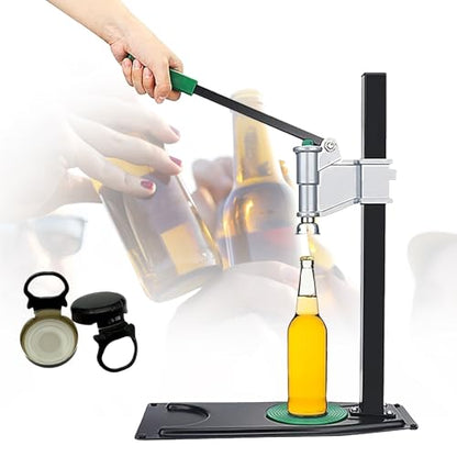 Manual Beer Bottle Capper Machine, 26mm Bench Beer Bottle Ring Pull Cap Crimping Tool, Adjustable Height, Heavy Duty Strong Metal Easy Action for Home Brewing