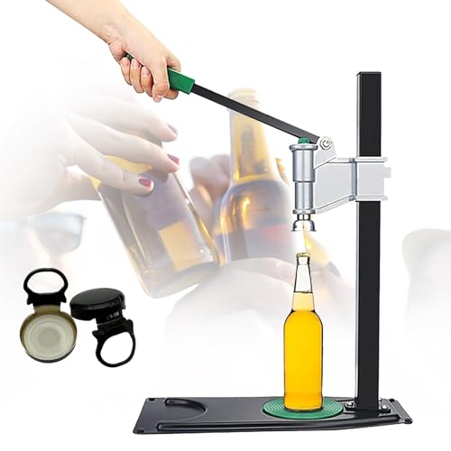 Manual Beer Bottle Capper Machine, 26mm Bench Beer Bottle Ring Pull Cap Crimping Tool, Adjustable Height, Heavy Duty Strong Metal Easy Action for Home Brewing