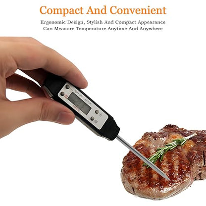 Meat Thermometer - Digital Food Thermometer for Cooking Kitchen - Automatic Calibration Pen Style Electronic Pocket Thermometer for Water Temperature, Barbecue (Black) - color: Black